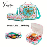 3-Piece Stylish Backpack Set For Women - Insulated Lunch Bag Pencil Case Adjustable Straps And