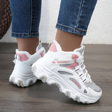 Women's Casual Sneakers, Color-block Thick Sole Chunky Sneakers, Warm Plush Lined Anti-slip Running Shoes