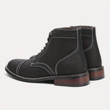 Men's Trendy Vintage Cap-toe Boots, Breathable High-top Lace-up Boots For Outdoor, Spring Autumn And Winter