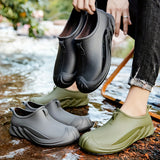 Men's Slip-Resistant Waterproof Rain Boots - Ankle High, Solid Color with PVC Sole & Fabric Lining