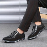 Men's Plaid Smart Casual Oxford Dress Shoes, Wear-resistant Lace-up Formal Oxford Shoes For Wedding Business