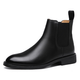 Xajzpa - New Chelsea Boots for Men Black Low-heeled Business Round Toe Slip-on Shoes for Men with Free Shipping  Mens Ankle Boots