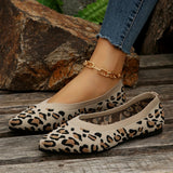 Women's Leopard Print Flat Shoes, Pointed Toe Slip-on Casual Flat Shoes, Women's Lightweight Shoes