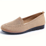 Women's Knitted Solid Color Loafers, Lightweight Non-slip Flat Slip On Shoes, Casual Walking Shoes