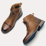 Men's Vintage Style Cap Toe Dress Boots with Side Zippers, Dress Shoes