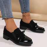 Women's Bowknot Decor Chunky Heel Loafers, Fashion Preppy Style Dress Shoes, Comfortable Slip On Shoes