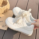 Xajzpa [Comfortable Pink Sneakers with Closure] Chic Pink & White Women's Sneakers - Comfortable, Non-Slip Casual Shoes with Lace-Up Closure and Round Toe Design