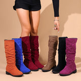 Women's Slouchy Mid Calf Boots, Comfortable Round Toe Pull On Shoes, Classic Boots For Koningsdag/King's Day