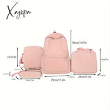 4Pcs/1Pcs Solid Color Backpack Simple Preppy Travel Schoolbag With Lunch Box Bag Crossbody And