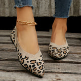 Women's Leopard Print Flat Shoes, Pointed Toe Slip-on Casual Flat Shoes, Women's Lightweight Shoes