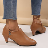 Women's Pointed Toe Pumps, All-Match Black Side Zipper Low Top Ankle Boots, Fashion Office Work Shoes