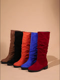 Women's Slouchy Mid Calf Boots, Comfortable Round Toe Pull On Shoes, Classic Boots For Koningsdag/King's Day