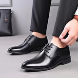 Men's Round Toe Lace-Up Dress Shoes, Non-Slip Formal Shoes For Wedding Party Business