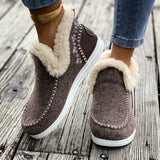 Women's Flat Furry Shoes, Cozy Slip-on Sneakers With Warm Plush Lining, Casual Comfort Shoes For Winter