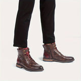 Men's Vintage Style Cap Toe Dress Boots with Side Zippers, Dress Shoes