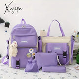 5Pcs/Set Adorable Kawaii School Backpack Set - Spacious Preppy College Laptop Bookbag Travel