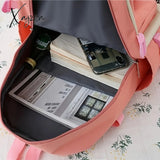 5Pcs/Set Adorable Kawaii School Backpack Set - Spacious Preppy College Laptop Bookbag Travel