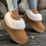 Fall Aesthetic Thermal Plush Lined Snow Boots, Casual Versatile Low Cut Ankle Boots, Round Toe Comfortable Preppy Warm School Winter Boots