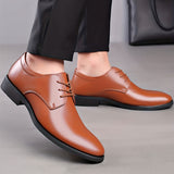 Men's Round Toe Lace-Up Dress Shoes, Non-Slip Formal Shoes For Wedding Party Business