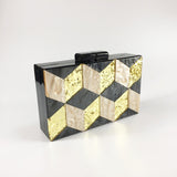 Xajzpa - New Women's Bag Vintage Sequins Acrylic Dinner Bag Geometric Checker Splicing Handbag Dress Bag