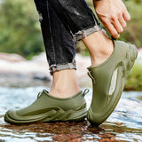 Men's Slip-Resistant Waterproof Rain Boots - Ankle High, Solid Color with PVC Sole & Fabric Lining