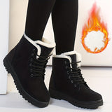 Women's Round Toe Lace Up Boots, Warm Faux Fur Lined Ankle Boots, Women's Footwear