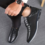 Men's Plaid Smart Casual Oxford Dress Shoes, Wear-resistant Lace-up Formal Oxford Shoes For Wedding Business