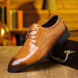 Xajzpa Men's Plaid Pattern Pointed Pointed-toe Derbies, Wear-resistant Anti-skid Lace-up Dress Shoes For Business Office