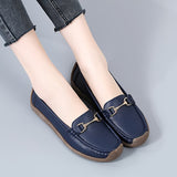 Women's Solid Color Faux Leather Slip-on Shoes, Metal Decor Flat Shoes