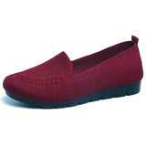 Women's Knitted Solid Color Loafers, Lightweight Non-slip Flat Slip On Shoes, Casual Walking Shoes