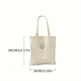 Smiling Face Canvas Tote Bag - Large Capacity, Cute, Shoulder Bag for Travelling, Shopping, Durable and Reusable Handbag