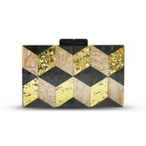 Xajzpa - New Women's Bag Vintage Sequins Acrylic Dinner Bag Geometric Checker Splicing Handbag Dress Bag