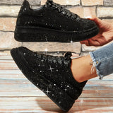 Xajzpa Sparkly Rhinestone BlingBling Party Sneakers - Women's Sporty Fashion Casual Prom Shoes