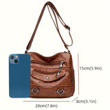 Chic Heart Charm Crossbody Bag for Women - Adjustable Strap, Multiple Pockets, Vintage-Inspired Design - Ideal for School, Daily Outings, Shopping & Travel - Stylish, Practical & Spacious in Light Brown/Black
