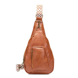 Xajzpa - Bags New Women's Bag Vintage Women's Waist Bag Color Jacquard Shoulder Strap Fashion PU Chest Bag