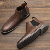 Men's Stylish Waterproof Chelsea Boots - Durable PU Leather - Easy Slip-On for Casual Outdoor Wear