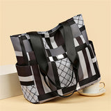 Large Capacity Geometric Tote Bag, Lightweight Casual Shoulder Bag For Daily Use