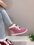 Women's High Top Canvas Shoes, Casual Lace Up Plush Lined Shoes, Comfortable Winter Shoes