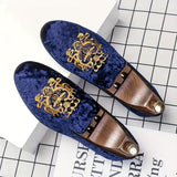 Luxurious Velvet Loafers for Men - Elegant Embroidered Design - Comfortable Non-Slip Sole - Perfect for Spring and Summer