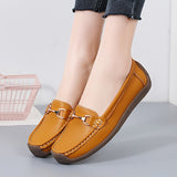 Women's Solid Color Faux Leather Slip-on Shoes, Metal Decor Flat Shoes