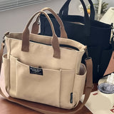 Spacious Large Canvas Tote Shoulder Bag - Durable Commuter Handbag with Multiple Pockets for Women - Perfect for Shopping, Beach Outings, and Daily Essentials