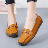 Women's Solid Color Faux Leather Slip-on Shoes, Metal Decor Flat Shoes