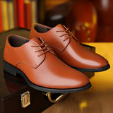 Men's Round Toe Lace-Up Dress Shoes, Non-Slip Formal Shoes For Wedding Party Business