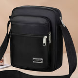 Water-Resistant Oxford Cloth Shoulder Bag with Multiple Pockets, Unisex Business Cash Bag, PU Leather Crossbody Messenger Bag