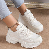 Women's Platform Mesh Sports Shoes, Breathable Lace Up Low Top Running Shoes, Versatile Walking Sneakers