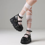 Xajzpa Mary Jane Shoes - Thick, Flat, Comfortable Platform Shoes with Chic Design for Everyday Wear