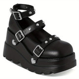 Xajzpa Mary Jane Shoes - Thick, Flat, Comfortable Platform Shoes with Chic Design for Everyday Wear