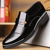 Mens Round Toe Slip-On Shoes - Wear-Resistant Non-Slip Rubber Soles, PU Upper, Comfortable PU Insole, Solid Color Design - Perfect for Business, Fathers Day Gifts, Casual Wear in England for Fall, Spring, Summer, Winter