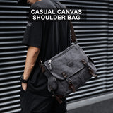 Xajzpa - Messenger Bag for Men Retro Canvas Satchel Casual Briefcases Laptop Bag Fit 13Inch,Water Resistant Crossbody College Satchel Bag