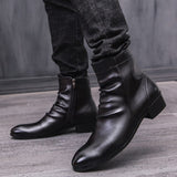 Xajzpa - Chelsea boots men's autumn and winter pointed toe boots British Martin boots men's high-top ankle boots men's boots